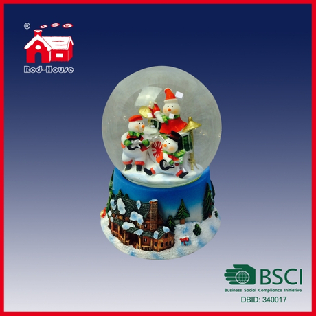 Hand Painted Polyresin Christmas Snow Globe 100mm Water Globe 3D House