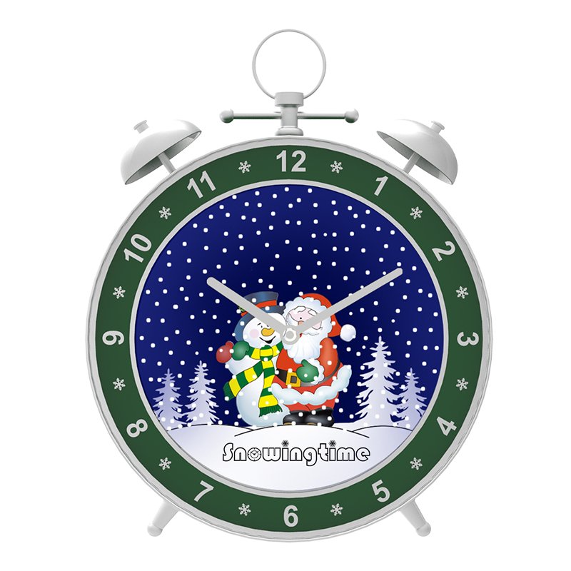 Snowing Christmas Alarm Clock Shape Home Decor Clock