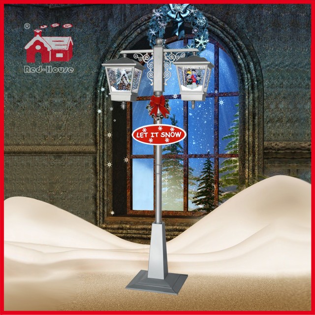 (LV188-W3S2-SS) Silver Windmill and Snowman Decoration Street Lamp for Christmas