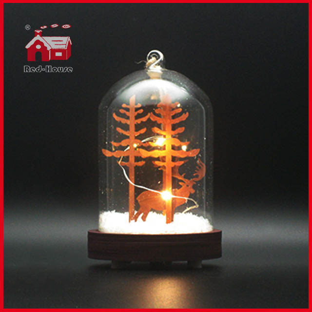 Christmas Glass Dome with Base Glass Made LED Decoration Glass Balloon Decoration Glass Giftware