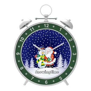 Snowing Plastic alarm clock shaped christmas ornament