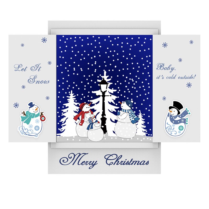 Window-shaped Home Wall Decor Snowing Christmas Decoration
