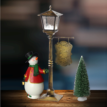 Copper Finshed Christmas Falling Snow Led Light with Sowman And Christmas Tree
