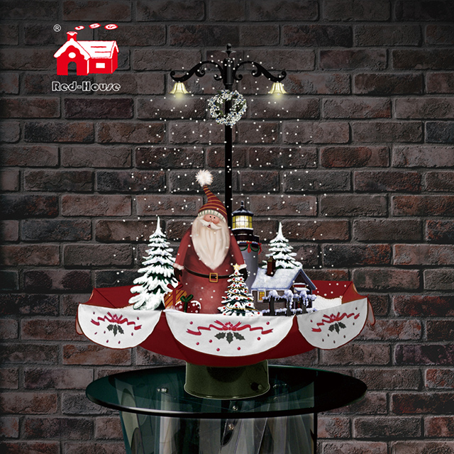 Best Selling Holiday Decoration Snowing Christmas Figures with Umbrella-shaped Base