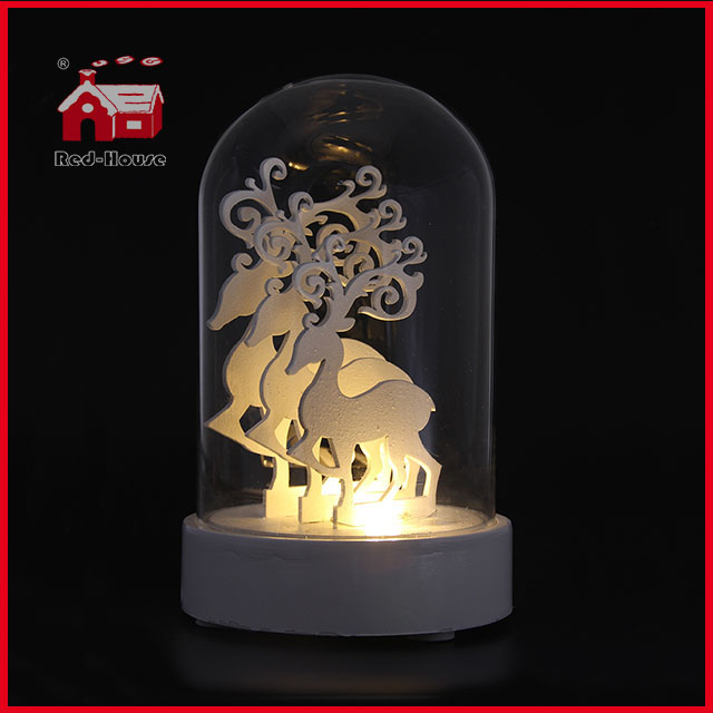 Multi Beautiful Design Wholesale Glass Dome with Base LED Glass Decoration Glass Bell Dome Angel Deer House