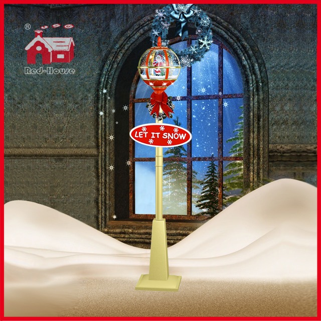 (LV30175D-RJJ11) Fashional Gold and Red Street Decoration Light Santa Claus Inside
