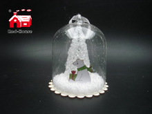 Christmas Glass Decoration in Dome Shape with Scene inside Led Power by Button Batteries
