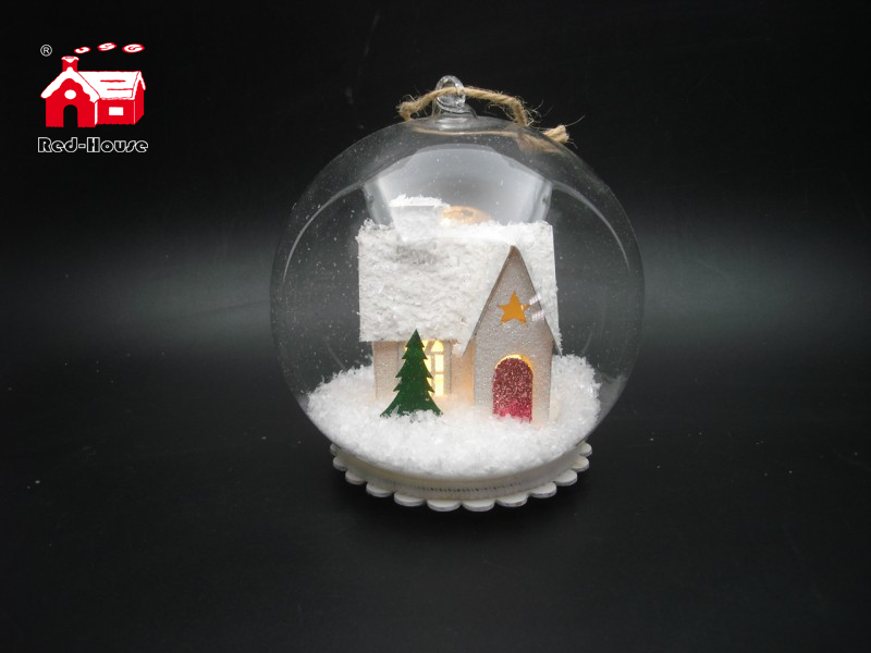 Christmas Decorative Hanging Led Lights Snow Globe with Christmas Ornaments Scene