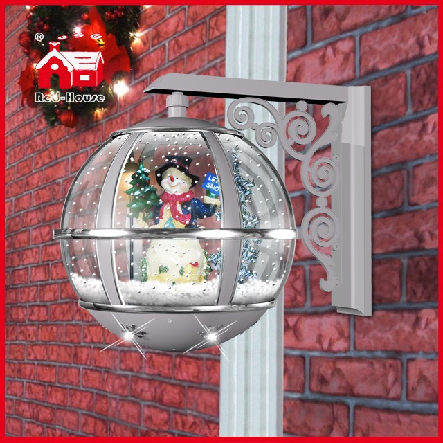 (LW30033L-SS01) Silver Round Wall Lamp for Christmas Snowman Decoration with LEDs