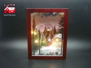 Christmas Decorative Small Rectangle Frame Music Box As Led Home Decoration with Laser Cut Christmas Scene And Mini Led Street Light From Christmas Decoration Supplies