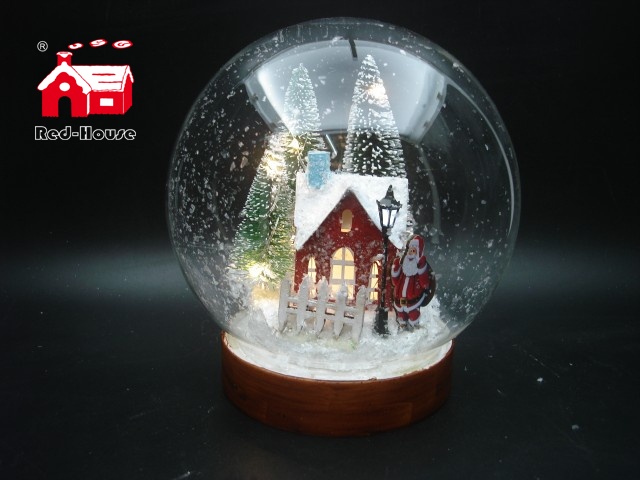 Christmas Glass Decoration in Big Size Ball Shape with Led Scene inside Led Power by AA Batteries