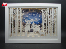 Christmas Decorative Horizontal Rectangle Frame Music Box As Led Home Decoration with Snow Flake Moving And Laser Cut Christmas Scene From Christmas Decoration Supplies