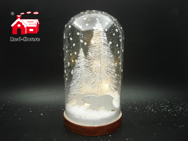 Christmas Decorative Snow Flake Glass Dome with Laser Cut Christmas Scene And Mini Led Street Light As Led Home Decoration From Christmas Decoration Supplies