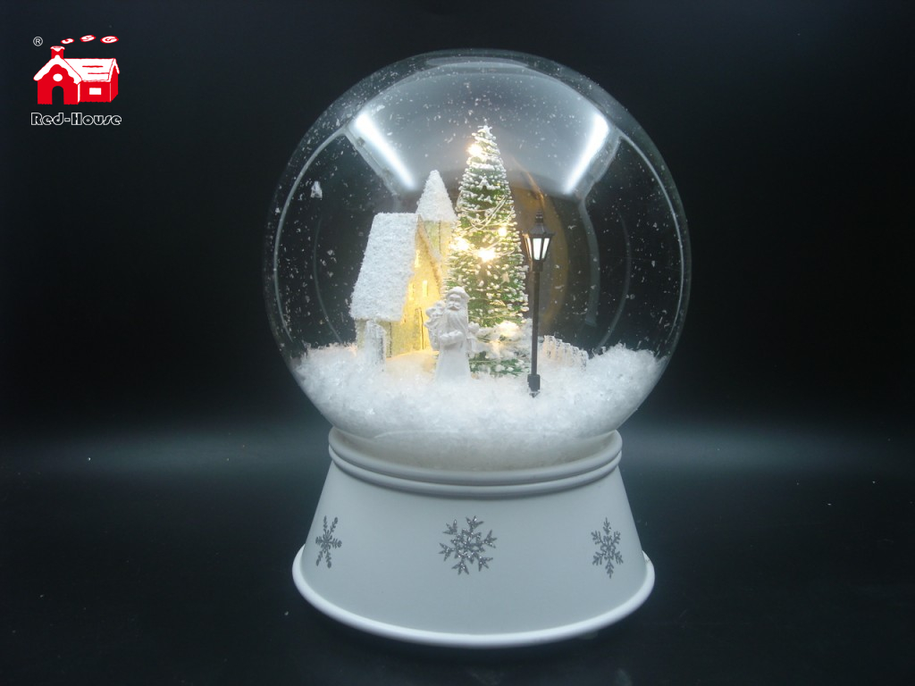 Christmas Musical Glass Ball with Twisting Tree inside for Decoration And Gift