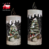Indoor christmas decorations big candle with christmas lighting and rotating santa claus