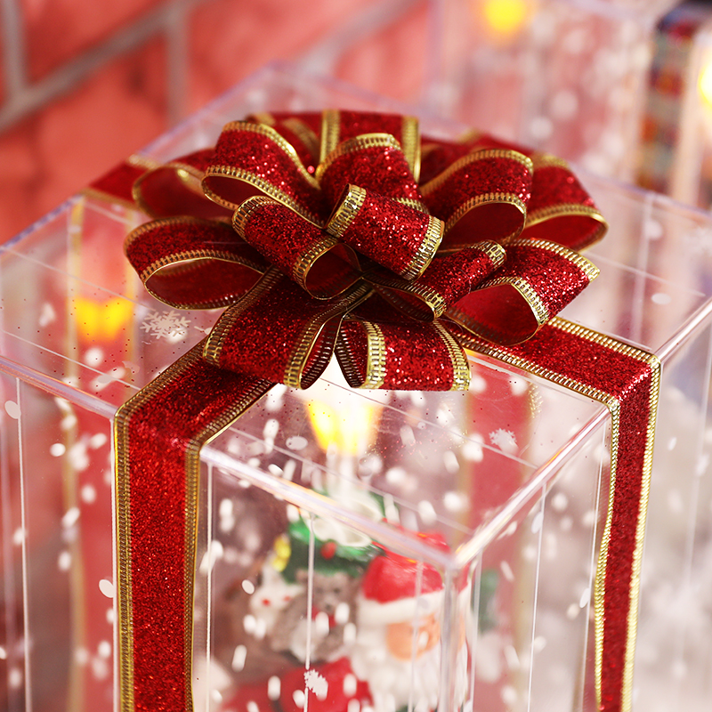 Red House Led Gift Bag Lantern Xmas Gift musical glitter Christmas Snow Globe Lantern