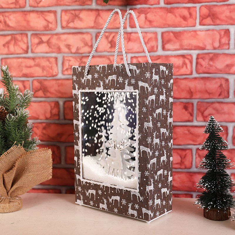 Christmas Indoor Decoration Christmas Present Snowing Musical Lighted Lantern with Rope