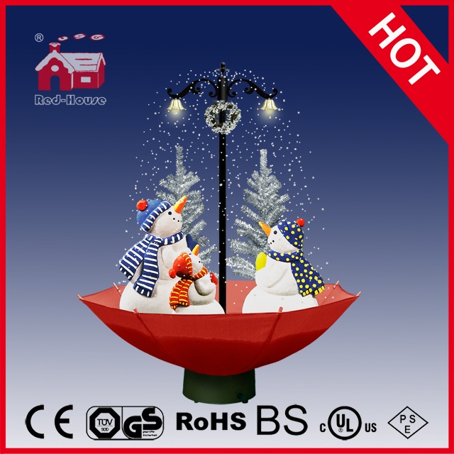 (118030U075-3S-RW) Snowing Christmas Decorations with Umbrella Base