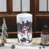  scasette per candlela customized round led flameless snow base santa clause scene Christmas Candle with music