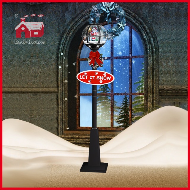 (LV30175D-HSH11) Christmas Vertical Street Lamp with Santa Claus Snowing LED Light