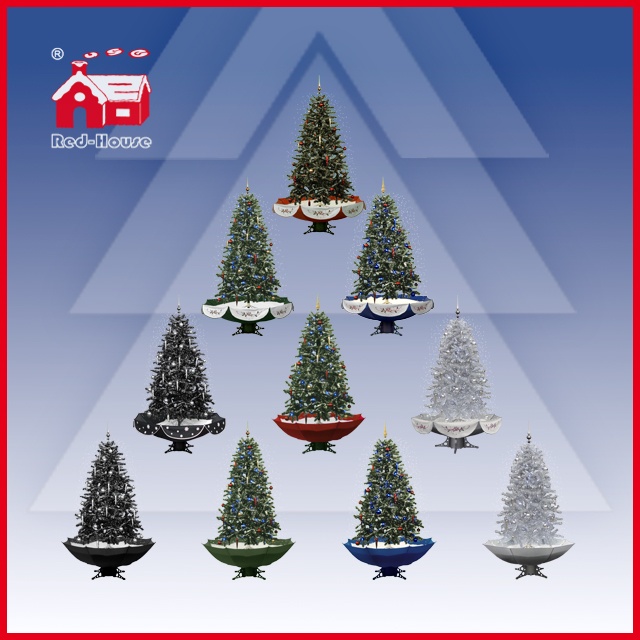 (40110U120-BS) Xmas Ornament Decoration Snowing Christmas Tree with Umbrella Base