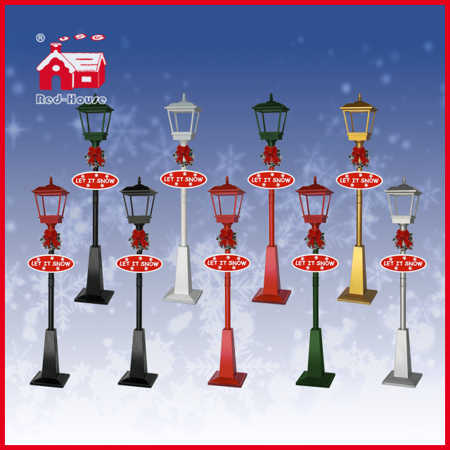 (LV180W-SS) Red-House Rainproof Christmas Snowing Streetlamp with Music 180cm