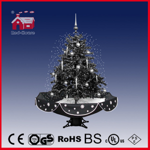 (40110U120-HS) Snowing Christmas Tree with Delicate Ornaments Umbrella Base