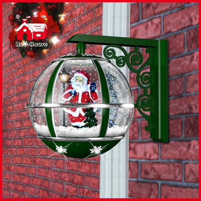 (LW30033D-GS11) Santa Claus Inside Green Wall Lamp with Eight LED Lights