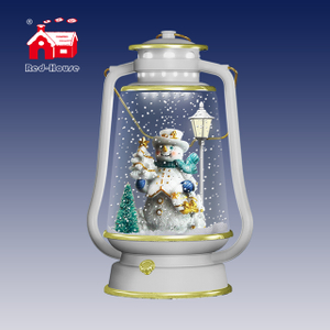 Lovely Santa Clause or Snowman inside the Snowing Decorative Barn Lantern with Led Lighting and Music
