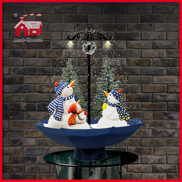 (118030U075-3S-BW) Snowing Christmas Decorations with Umbrella Base
