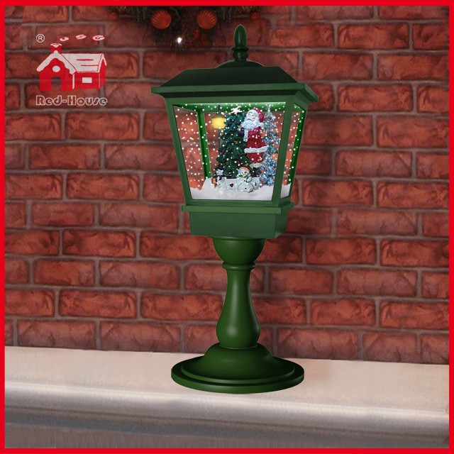 (LT27064B-G) Tabletop Light Green Snowing Lamp 64cm Height with Snow