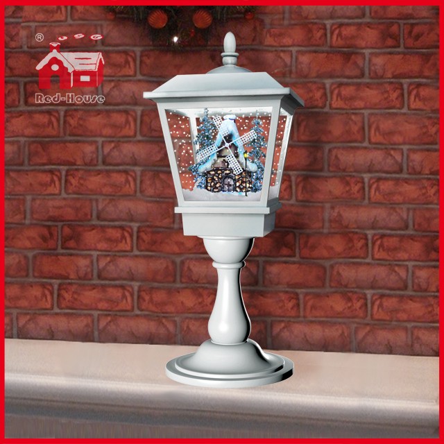 (LT27064W-W) Snowing Lighted New Christmas Crafts Decorative Lamp with Music