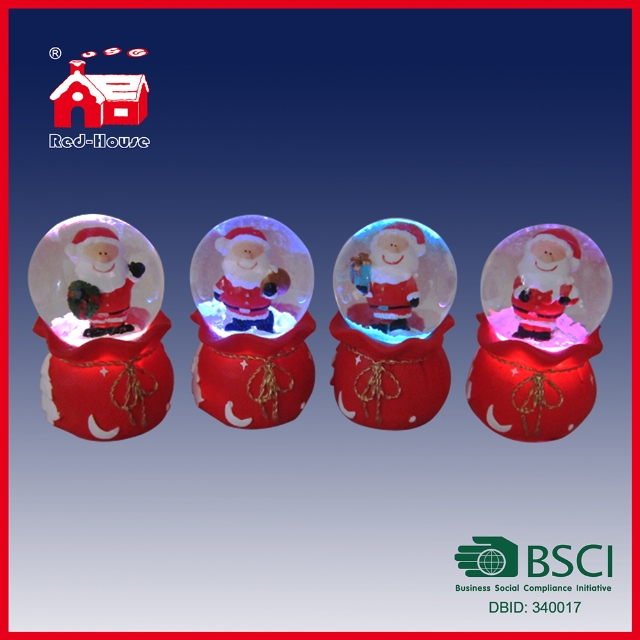 Colorful LED Christmas Snow Globe with Santa Claus Inside