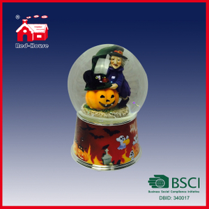 Holiday Decortaion Halloween Water Globe Witch Pumpkin Glass Snow Globe with Music Party Decoration 